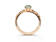 Cluster Engagement Ring Setting for Fancy Green Pear-Shaped Center with Round Cut Accent Band and Prong Head in Rose Gold