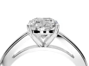 Solitaire Engagement Ring Setting for Cushion Cut Center with Flat-Sided Plain Band and Prong Head in Sterling Silver
