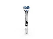 Side Accent Engagement Ring Setting for Fancy Blue Cushion Cut Center with Accent Shoulders and Prong Head in Sterling Silver
