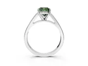 Solitaire Engagement Ring Setting for Fancy Green Cushion Cut Center with Tapered Split Shoulders and Prong Head in Sterling Silver