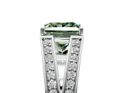 Split Shank Engagement Ring Setting for Fancy Green Princess Cut Center with Pave Split Shank and Prong Head in Platinum