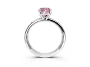 Solitaire Engagement Ring Setting for Fancy Pink Cushion Cut Center with Scrollwork Band and Prong Head in Sterling Silver