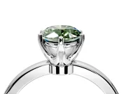 Solitaire Engagement Ring Setting for Fancy Green Oval Center with Plain Band and Tulip Prong Head in White Gold