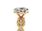 Solitaire Engagement Ring Setting for Oval Center with Marquise Panel Band and Prong Head in Yellow Gold