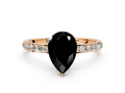 Hidden Halo Engagement Ring Setting for Fancy Black Pear-Shaped Center with Pave Band and Prong Head in Rose Gold