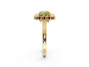 Cluster Halo Engagement Ring Setting for Fancy Yellow Cushion Cut Center with Milgrain Bezel Accents and Prong Head in Yellow Gold