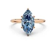 Solitaire Engagement Ring Setting for Fancy Blue Marquise Center with Knife Ridge Band and Claw Prong Head in Rose Gold