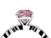 Solitaire Engagement Ring Setting for Fancy Pink Cushion Cut Center with Milgrain Bezel Accents and Prong Head in Platinum