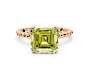 Solitaire Engagement Ring Setting for Fancy Yellow Asscher Cut Center with Plain Twisted Rope Band and Prong Head in Rose Gold