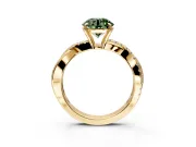 Crossover Engagement Ring Setting for Fancy Green Round Cut Center with Pave and Plain Strands and Prong Head in Yellow Gold