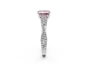 Solitaire Engagement Ring Setting for Fancy Pink Princess Cut Center with Twisted Pave Split Shank and Prong Head in Platinum