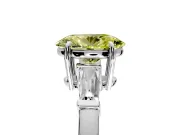 3 Stone Engagement Ring Setting for Fancy Yellow Oval Center with Baguette Accents and Prong Head in Platinum