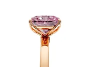 Solitaire Engagement Ring Setting for Fancy Pink Radiant Cut Center with Thin Rounded Plain Band and Prong Head in Rose Gold