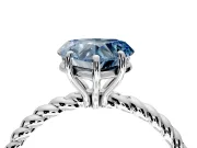 Solitaire Engagement Ring Setting for Fancy Blue Heart-Shaped Center with Plain Twisted Rope Band and Prong Head in Sterling Silver