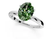 Solitaire Engagement Ring Setting for Fancy Green Oval Center with Plain Band and Tulip Prong Head in White Gold