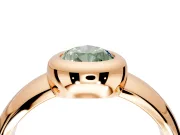 Solitaire Engagement Ring Setting for Fancy Green Pear-Shaped Center with Wide Band and Bezel Head in Rose Gold