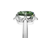Floral Frame Engagement Ring Setting for Fancy Green Radiant Cut Center with Accent Clusters and Prong Head in Platinum