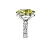 Solitaire Engagement Ring Setting for Fancy Yellow Oval Center with Pave Accents and Prong Head in Sterling Silver