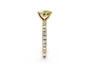 Solitaire Engagement Ring Setting for Fancy Yellow Oval Center with Fine Pave Band and Claw Prong Head in Yellow Gold