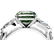 Channel-Set Engagement Ring Setting for Fancy Green Asscher Cut Center with Baguette Band and Prong Head in Platinum