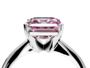 Solitaire Engagement Ring Setting for Fancy Pink Asscher Cut Center with Knife Ridge Band and Claw Prong Head in Sterling Silver