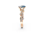 Solitaire Engagement Ring Setting for Fancy Blue Oval Center with Bar-Station Pave Twist and Prong Head in Rose Gold