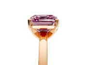 Solitaire Engagement Ring Setting for Fancy Pink Asscher Cut Center with Basket Rail and Prong Head in Rose Gold