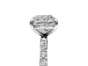 Solitaire Engagement Ring Setting for Cushion Cut Center with Pave Accents and Prong Head in White Gold