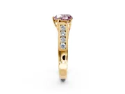 Solitaire Engagement Ring Setting for Fancy Pink Heart-Shaped Center with Cathedral Channel Band and Prong Head in Yellow Gold