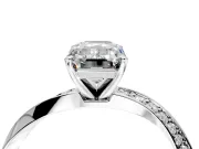 Side Accent Engagement Ring Setting for Emerald Cut Center with Accent Shoulders and Prong Head in White Gold