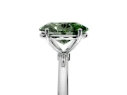 Solitaire Engagement Ring Setting for Fancy Green Oval Center with Straight Thin Band and Prong Head in White Gold