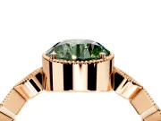 Milgrain Bezel Engagement Ring Setting for Fancy Green Round Cut Center with Marquise Stations and Bezel Head in Rose Gold