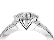 Bezel Engagement Ring Setting for Round Cut Center with Wide Channel-Set Band and Bezel Head in Platinum