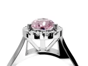 Halo Engagement Ring Setting for Fancy Pink Pear-Shaped Center with Square Band and Prong Head in Platinum