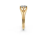 Solitaire Engagement Ring Setting for Cushion Cut Center with Milgrain Cathedral Band and Prong Head in Yellow Gold