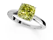 Solitaire Engagement Ring Setting for Fancy Yellow Cushion Cut Center with Open Cathedral Shoulders and Prong Head in Sterling Silver