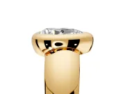 Solitaire Engagement Ring Setting for Pear-Shaped Center with Wide Band and Bezel Head in Yellow Gold