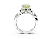 Solitaire Engagement Ring Setting for Fancy Yellow Asscher Cut Center with Marquise and Bezel Accents and Prong Head in Platinum
