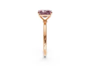 Solitaire Engagement Ring Setting for Fancy Pink Asscher Cut Center with Straight Thin Band and Prong Head in Rose Gold