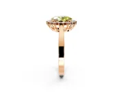 Starburst Halo Engagement Ring Setting for Fancy Yellow Oval Center with Flat Cathedral Band and Prong Head in Rose Gold