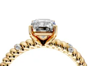 Rope Engagement Ring Setting for Emerald Cut Center with Accent Shoulders and Prong Head in Yellow Gold