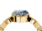 Milgrain Bezel Engagement Ring Setting for Fancy Blue Heart-Shaped Center with Marquise Stations and Bezel Head in Yellow Gold
