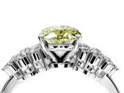 Cluster Engagement Ring Setting for Fancy Yellow Oval Center with 2-Row Shoulder Clusters and Prong Head in Sterling Silver