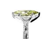 Baguette Engagement Ring Setting for Fancy Yellow Marquise Center with Alternating Bar-Set Band and Prong Head in White Gold