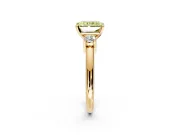 3 Stone Engagement Ring Setting for Fancy Yellow Radiant Cut Center with Wide Plain Band and Prong Head in Yellow Gold