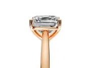 Solitaire Engagement Ring Setting for Asscher Cut Center with Narrow Cathedral Band and Prong Head in Rose Gold