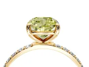 Solitaire Engagement Ring Setting for Fancy Yellow Cushion Cut Center with Pave Accents and Prong Head in Yellow Gold