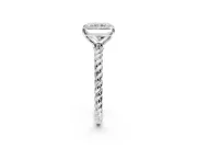 Solitaire Engagement Ring Setting for Radiant Cut Center with Plain Twisted Rope Band and Prong Head in White Gold