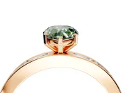 Solitaire Engagement Ring Setting for Fancy Green Pear-Shaped Center with Channel Baguette Band and Prong Head in Rose Gold