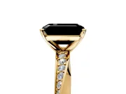 Side Accent Engagement Ring Setting for Fancy Black Emerald Cut Center with Accent Shoulders and Prong Head in Yellow Gold